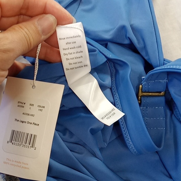 NEW Andie Bathing Suit 1 One Piece The Lagos Blue HRZ Swimwear Large - Picture 6 of 6